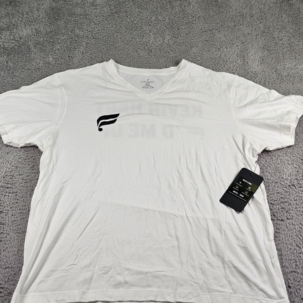 Fabletics White V-Neck‎ Men's Tee with Logo